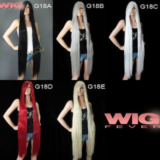 Long Black / Grey / White / Red / Light Blonde 48 Straight Fashion