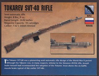 TOKAREV SVT 40 RIFLE Russia Atlas Classic Firearms Gun CARD