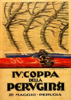 Car Race Grand Prix IV Coppa Perugina Italia Italy Vintage Poster Repo