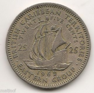 1962 British Caribbean Territory 25 Cents Coin