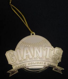  Francisco SF Giants Christmas Tree Ornament Holiday Gold Plated 2011