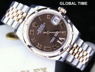 Midsize Rolex 178341 Rose Gold And Steel CHOCOLATE DIAMOND DIAL G 2011
