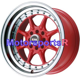 16 16x8 XXR 002 RED Rims Wheels Deep Dish Lip 4x100 Stance 98 02 Honda