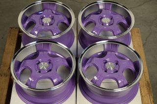  Purple Low Offset Wheels 25 Cobalt Scion XA Xb MR2 Polished Lip Rims