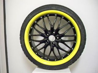 20 MRR GT1 Black Yellow Lip Rims Wheels Mazda RX8 Ford Mustang GT G35