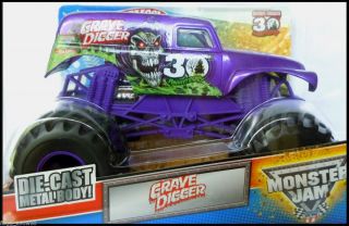 Hot Wheels Monster Jam Truck PURPLE GRAVE DIGGER 1 24 30th Anniversary