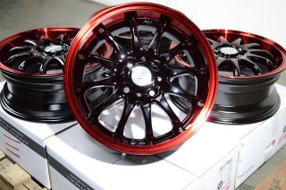 15 Red Effect Black Wheels Rims 4x100 Aerio Corolla Esteem MR2 Yaris