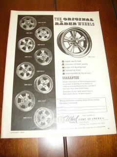 1965 Rader Wheels Mag Wheel Original Vintage Ad