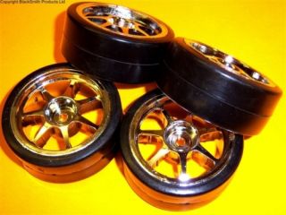 10 Scale Drift on Road Car Wheels and Tyres 4 Chrome