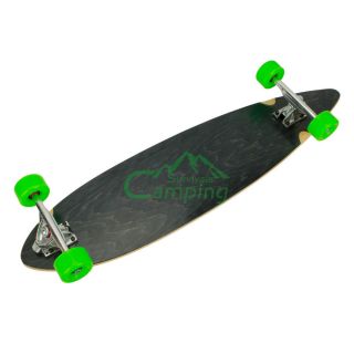 43 x 9 Black Pintail Longboard Skateboard Complete with Green Wheels