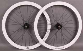 Velocity B43 White Track Bike Wheelset Wheels Black Formula OR8 Hubs