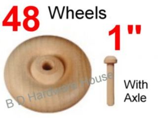 48 1 Wood Wheels w Axle Toy Parts Wooden Wheel