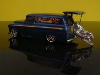 Hot Wheels CHOPPERS 55 Chevy Panel Delivey w Cycle 1 64 Scale Ltd Edit