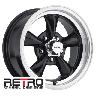15x7 Retro Black Wheels Rims 5x4 75 Lug Pattern for Chevy Camaro 67