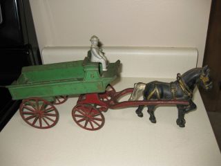 Cast Iron Horse Buggy Rider Wheels Still Move Toy Carriage