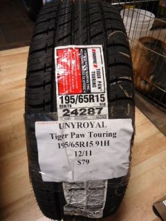 Uniroyal Tiger Paw Touring 195 65R15 91H Brand New Tires