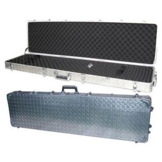  ALUMINUM LOCK DURABLE DOUBLE RIFLE CASE WITH HANDLES WHEELS 00009