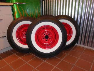 of Coker Classics wide white wall bias ply tires with restored wheels