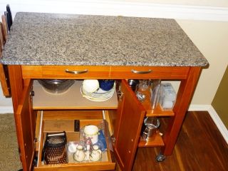 Island on Wheels with Granite Top