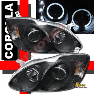 08 Toyota Corolla 2X Halo Rims LED Projector Headlights Black
