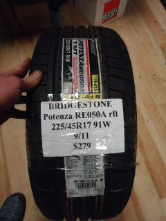 Bridgestone Potenza RE050A Run Flat 225 45R17 91W Brand New Tire