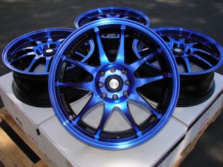 15 Blue Black Effect Wheels Rims 4x100 Yaris Integra Aveo Cobalt Civic