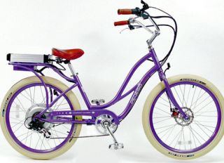 Pedego Electric Cruiser Bicycle Bike Purpleframe Purplerims Creme
