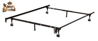 Metal Twin Full Queen Bed Frame w Rug Rollers Locking Wheels