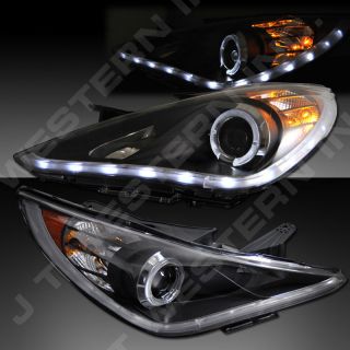 Black Halo Rim Projector Headlights w LED Parking Lights for 2011 2012