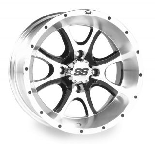 350 Grizzly IRS Front Rear 14 Inch Machined w Black ITP SS108 ATV Rims