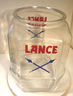 Vintage Large Lance Snack Cracker Glass 8 Side Store Counter Display