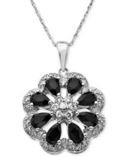 Sterling Silver Jewelry Collection, Onyx and Diamond Accent Flower