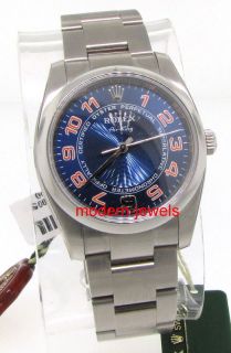 Rolex 114200 Airking Blue Concentric Arabic Dial Watch