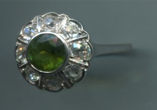 Gold Ring 8 Diamanten Altschliff+grünerTurmalin 54 17,2mm