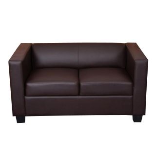 2er Sofa Couch Loungesofa M65, Leder, Kunstleder, Mikrofaser, creme