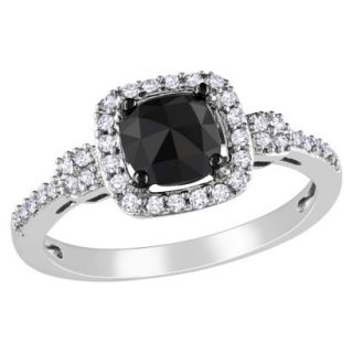 1 Carat Black and White Diamonds in 14k White Gold Cocktail Ring (Size 5)