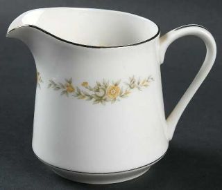 Four Crown Westchester Creamer, Fine China Dinnerware   Green&Yellow Floral, Pla