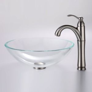 Kraus C GV 100 12mm 1005SN Exquisite Crystal Crystal Clear Glass Vessel Sink and