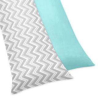Sweet Jojo Designs Turquoise/ Grey Chevron Print Reversible Pillowcase (MicrosuedeIncludes (1) Body pillow caseWeave TwillColor options NoneThread count 200Materials CottonCare instructions Machine washable and dryableDimensions 54in. x 20in.The di