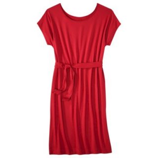 Merona Womens Plus Size Short Sleeve Belted Dress   Red 4