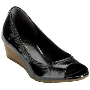 Cole Haan Womens Air Tali Open Toe Wedge 40 Black Patent Shoes   D37486