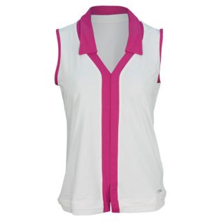 Sofibella Women`s Hook Sleeveless Classic Tennis Top White/Orchid Large White