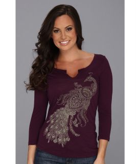 Lucky Brand Studded Peacock Tee Womens T Shirt (Purple)