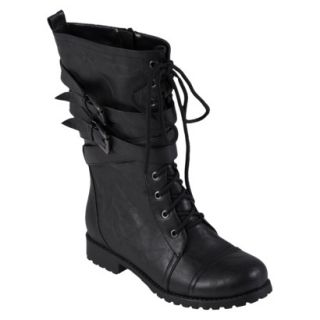 Womens Journee Collection Wrap Buckle Detail Combat Boots   Black 7