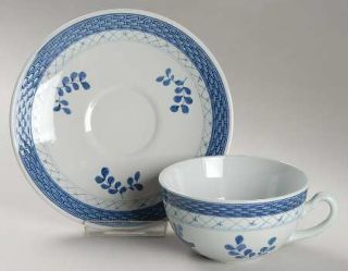 Royal Copenhagen Tranquebar Blue Flat Cup & Saucer Set, Fine China Dinnerware  