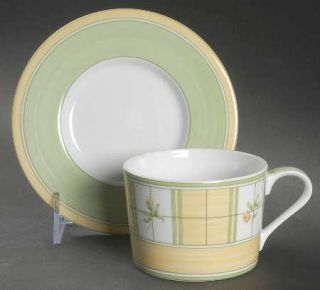 Mikasa English Rose (Porcelain) Flat Cup & Saucer Set, Fine China Dinnerware   Y