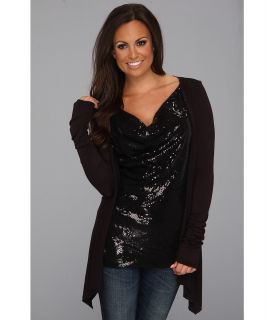 Rock and Roll Cowgirl Long Sleeve Knit Cardigan Womens Clothing (Black)