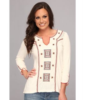 Lucky Brand Embroidered Peasant Top Womens Blouse (White)