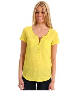 Lucky Brand Christa Solid Henley Womens T Shirt (Yellow)