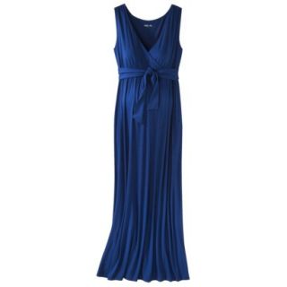 Merona Maternity Sleeveless Tie Waist Maxi Dress   Blue M